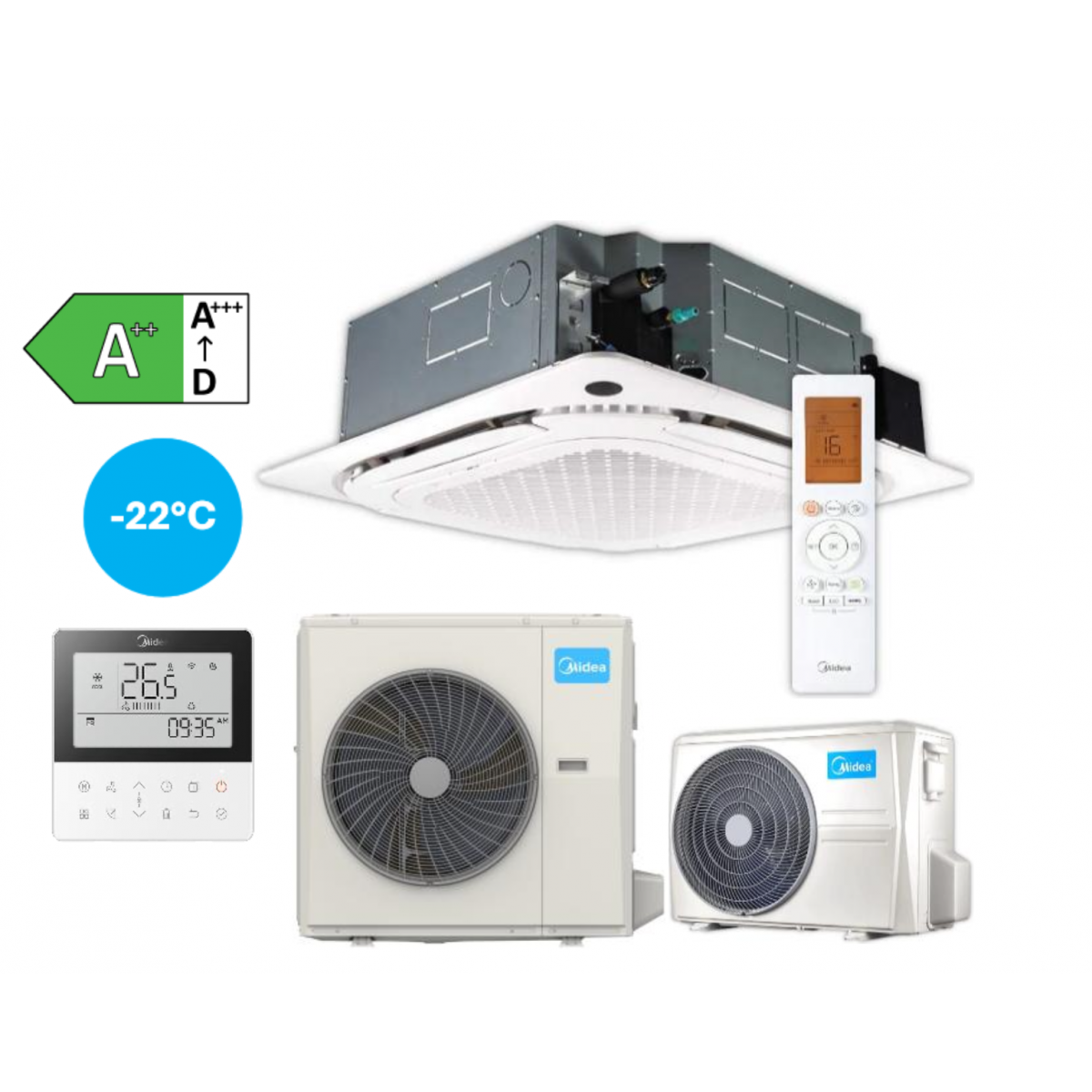 Šilumos siurblys MIDEA oras-oras Breezeless kasetinis MCD1-36HRFNX-QRDOW(GA)+MOD30U-36HFN8-RRDOW(GA) šildymo galia 11,1 kW, šaldymo 10,6 kW Freonas R-32 Šilumos siurblys MIDEA oras-oras Breezeless kasetinis MCD1-36HRFNX-QRDOW(GA)+MOD30U-36HFN8-RRDOW(GA) šildymo galia 11,1 kW, šaldymo 10,6 kW Freonas R-32